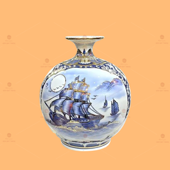 Quả Hút Lộc Men Lam Vẽ Vàng Thuận Buồm Xuôi Gió