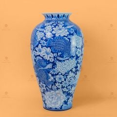 Mai Bình Cửu Ngư Chầu Nguyệt Lam Ngọc Bình An