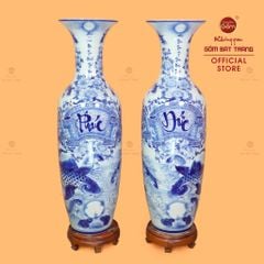 Lộc Bình Men Lam Phúc Đức Vượng Tài Song Ngư